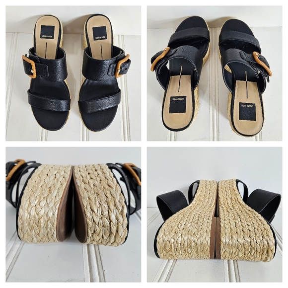 Dolce Vita Sandals Womens Size 8.5 Black Thorin  Espadrille Wedge Platform Shoes - Picture 9 of 13